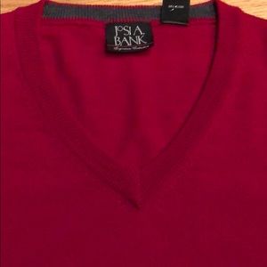 Jos A Bank Red V Neck Sweater